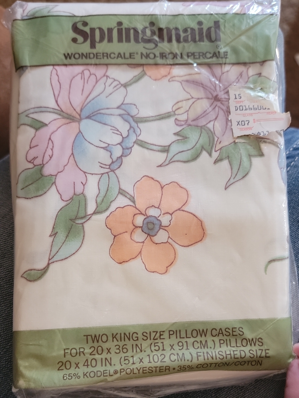 VINTAGE ...Springmaid Pastel Floral King Pillowcases - No-Iron Percale